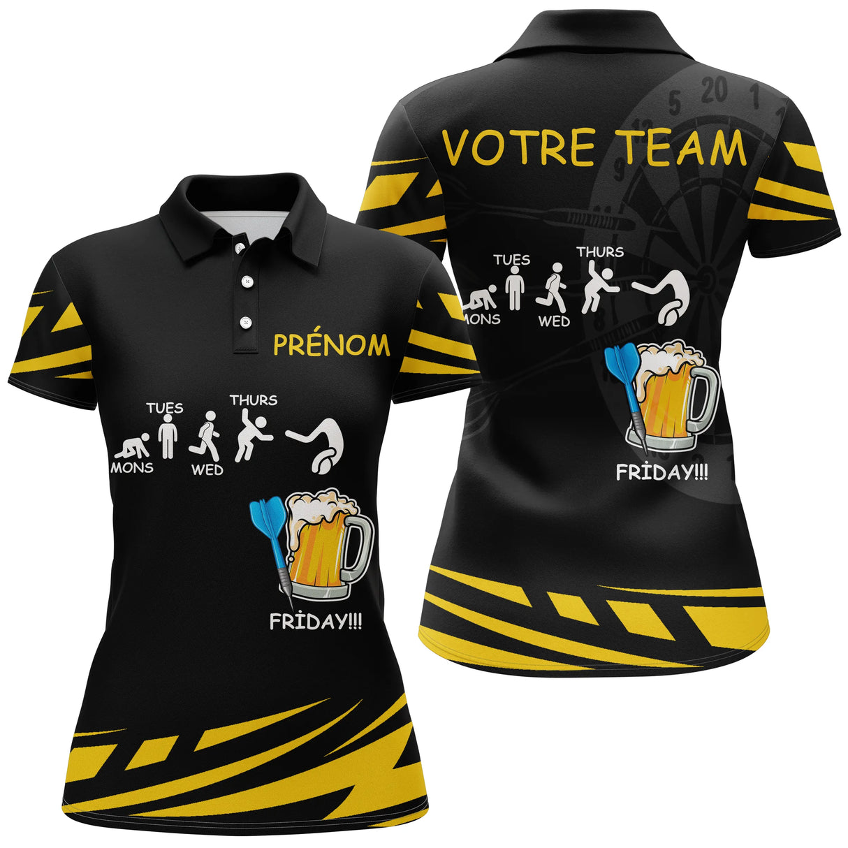 Maillot Fléchettes Personnalisé – Style Vendredi & Bière - Polo Femme