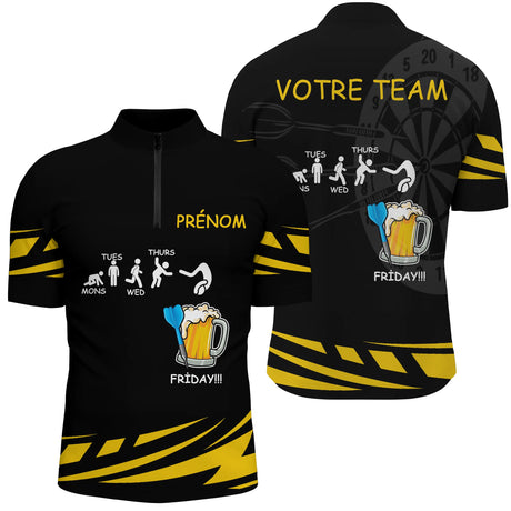 Maillot Fléchettes Personnalisé – Style Vendredi & Bière - Polo Zippé Homme