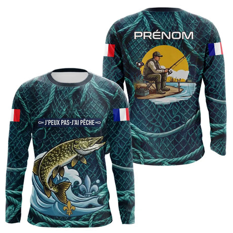 Maillot J'peux Pas J'ai Pêche Personnalisé - Brochet Bleu - Long Sleeves Homme