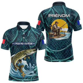 Maillot J'peux Pas J'ai Pêche Personnalisé - Brochet Bleu - Polo Homme