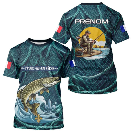 Maillot J'peux Pas J'ai Pêche Personnalisé - Brochet Bleu - T-Shirt Homme