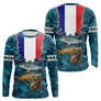 Maillot Pêche 3D Personnalisé - Bleu Blanc Rouge France - Long Sleeves Homme