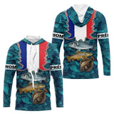 Maillot Pêche 3D Personnalisé - Bleu Blanc Rouge France - Long Sleeves Hoodie Homme