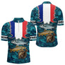 Maillot Pêche 3D Personnalisé - Bleu Blanc Rouge France - Polo Zippé Homme