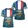 Maillot Pêche 3D Personnalisé - Bleu Blanc Rouge France - T-Shirt Homme