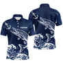 Maillot Pêche Ancre & Brochet Personnalisé - Bleu & Blanc - Polo Homme