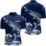 Maillot Pêche Ancre & Brochet Personnalisé - Bleu & Blanc - Polo Zippé Homme