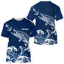 Maillot Pêche Ancre & Brochet Personnalisé - Bleu & Blanc - T-Shirt Homme