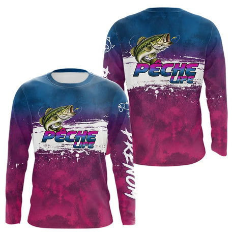 Maillot Pêche Bass Bleu Violet - Homme Personnalisé - Long Sleeves Homme