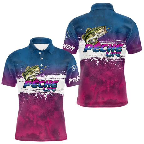 Maillot Pêche Bass Bleu Violet - Homme Personnalisé - Polo Homme
