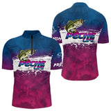 Maillot Pêche Bass Bleu Violet - Homme Personnalisé - Polo Zippé Homme