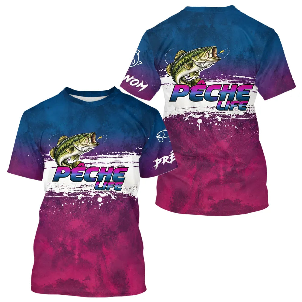 Maillot Pêche Bass Bleu Violet - Homme Personnalisé - T-Shirt Homme