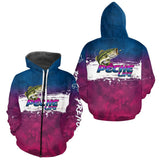 Maillot Pêche Bass Bleu Violet - Homme Personnalisé - Zippé Hoodie Homme