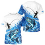 Maillot Pêche Bass Personnalisé Prénom - Bleu & Blanc Anti UV - T-Shirt Homme