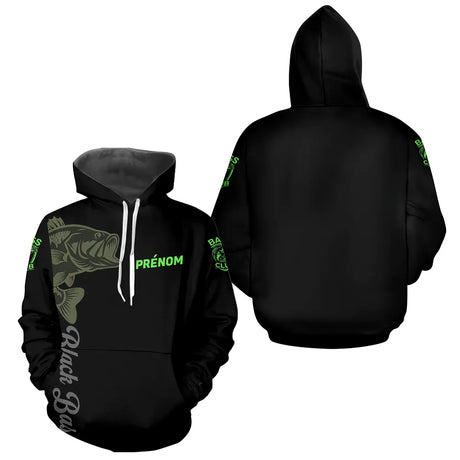 Maillot Pêche Black Bass Vert Fluo Homme Personnalisé - Hoodie 