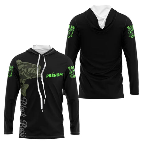 Maillot Pêche Black Bass Vert Fluo Homme Personnalisé - Long Sleeves Hoodie 