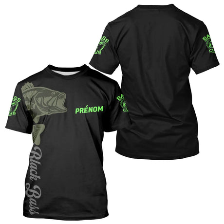 Maillot Pêche Black Bass Vert Fluo Homme Personnalisé - T-Shirt Homme