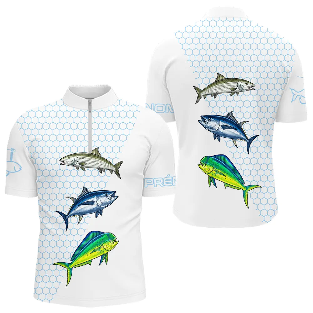 Maillot Pêche Blanc Anti-UV - Personnalisé Cadeau Homme - Polo Zippé Homme
