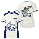 Maillot Pêche Bleu & Crème Truite - Aventure Rivière Personnalisé - T-Shirt Homme