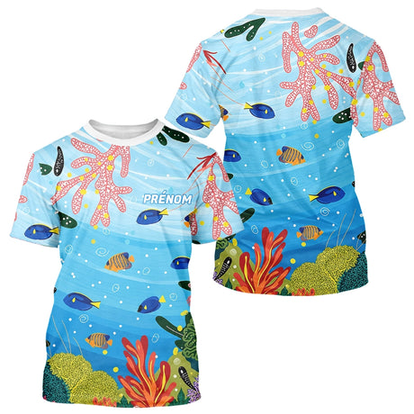Maillot Pêche Bleu Récif Corail Personnalisé - Homme Femme - T-Shirt Homme