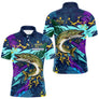 Maillot Pêche Brochet - Camo Violet & Bleu Personnalisé - Polo Homme