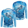 Maillot Pêche Brochet Bleu Personnalisé - Design Anti-UV - Long Sleeve Homme