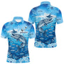 Maillot Pêche Brochet Bleu Personnalisé - Design Anti-UV - Polo Homme