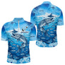 Maillot Pêche Brochet Bleu Personnalisé - Design Anti-UV - Polo Zippe Homme