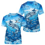 Maillot Pêche Brochet Bleu Personnalisé - Design Anti-UV - T-Shirt Homme
