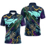 Maillot Pêche Brochet & Canne 3D - Personnalisé Bleu & Violet - Polo Homme