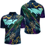 Maillot Pêche Brochet & Canne 3D - Personnalisé Bleu & Violet - Polo Zippé Homme
