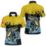 Maillot Pêche Brochet Jaune & Noir - Style Drapeau France - Polo Homme