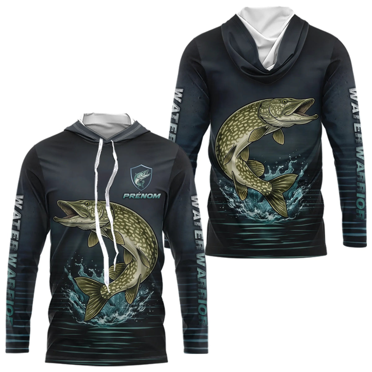 Maillot Pêche Brochet Personnalisé - Gris Dark - Long Sleeves Hoodie Homme