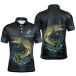 Maillot Pêche Brochet Personnalisé - Gris Dark - Polo Homme