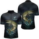 Maillot Pêche Brochet Personnalisé - Gris Dark - Polo Zippé Homme