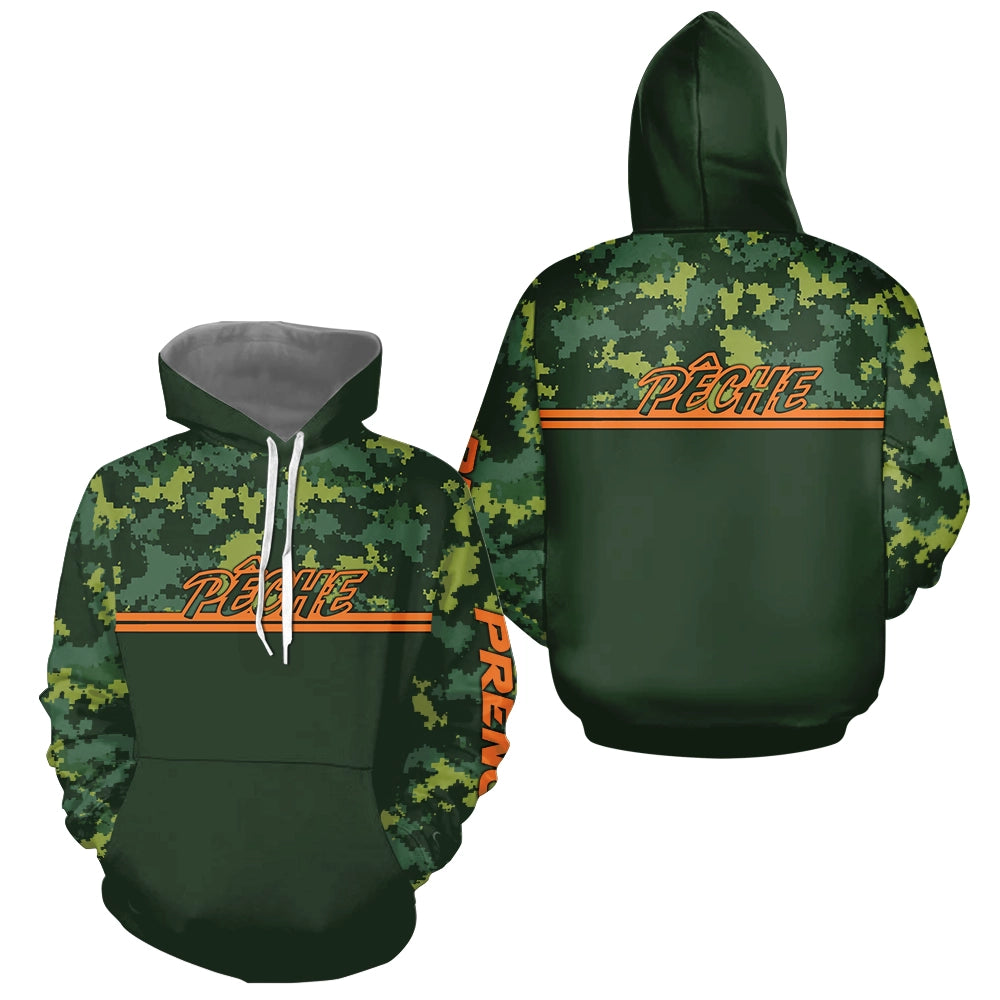 Maillot Pêche Camouflage Personnalisé - Vert & Orange Homme - Hoodie Homme