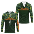 Maillot Pêche Camouflage Personnalisé - Vert & Orange Homme - Long Sleeves Hoodie Homme