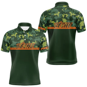 Maillot Pêche Camouflage Personnalisé - Vert & Orange Homme - Polo Homme