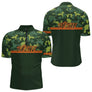 Maillot Pêche Camouflage Personnalisé - Vert & Orange Homme - Polo Zippé Homme