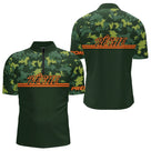 Maillot Pêche Camouflage Personnalisé - Vert & Orange Homme - Polo Zippé Homme