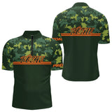 Maillot Pêche Camouflage Personnalisé - Vert & Orange Homme - Polo Zippé Homme