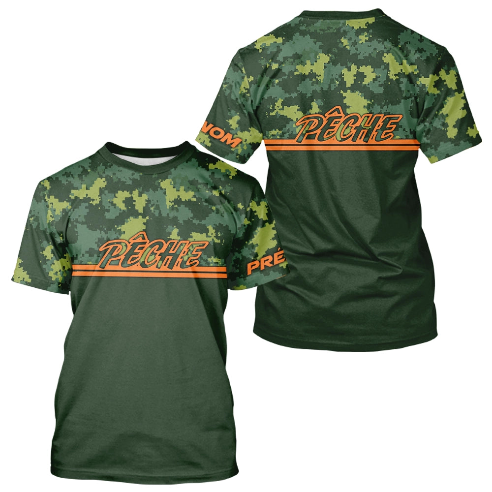 Maillot Pêche Camouflage Personnalisé - Vert & Orange Homme - T-Shirt Homme