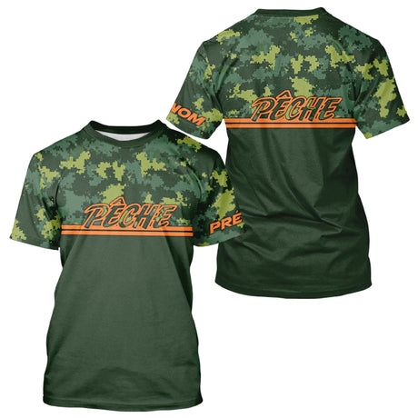 Maillot Pêche Camouflage Personnalisé - Vert & Orange Homme - T-Shirt Homme