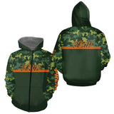 Maillot Pêche Camouflage Personnalisé - Vert & Orange Homme - Zippé Hoodie Homme