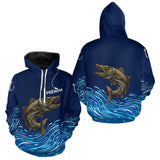 Maillot Pêche Carnassier Brochet - Manches Longues Bleu - Hoodie Homme
