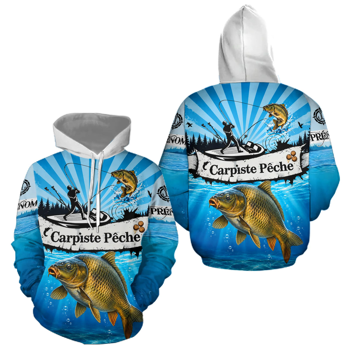 Maillot Pêche Carpe Bleu Manches Longues - Sportif Homme - Hoodie Homme