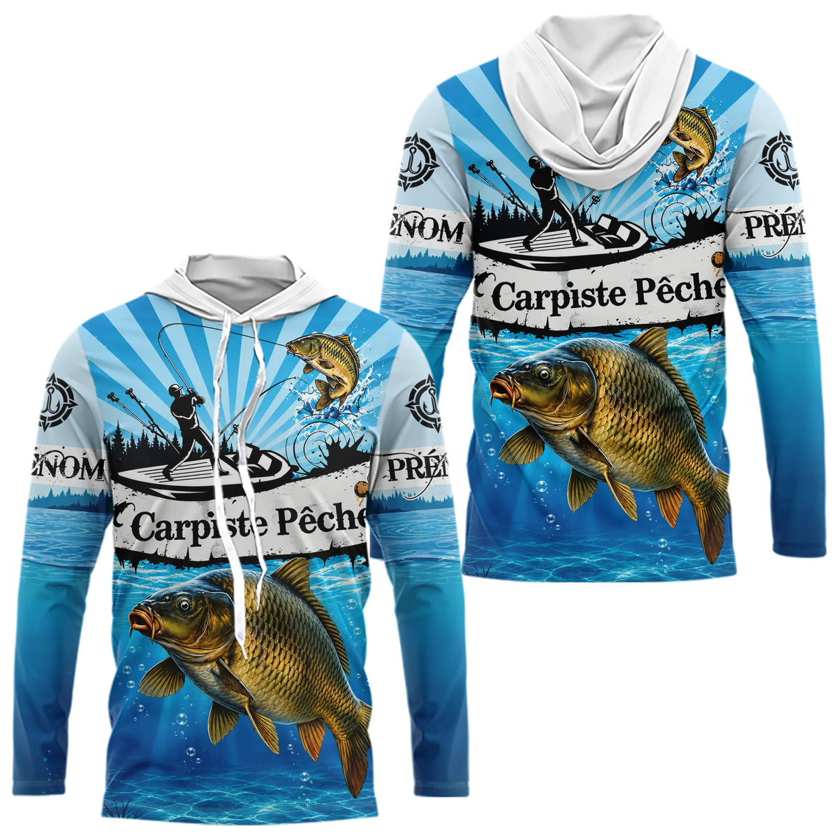 Maillot Pêche Carpe Bleu Manches Longues - Sportif Homme - Sweat Homme
