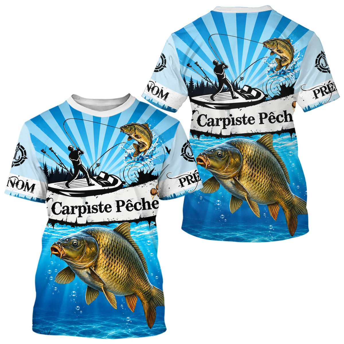 Maillot Pêche Carpe Bleu Manches Longues - Sportif Homme - T-Shirt Homme