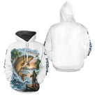 Maillot Pêche Carpe & Coucher du Soleil - Blanc Homme - Hoodie Homme