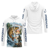 Maillot Pêche Carpe & Coucher du Soleil - Blanc Homme - Long Sleeves Hoodie Homme